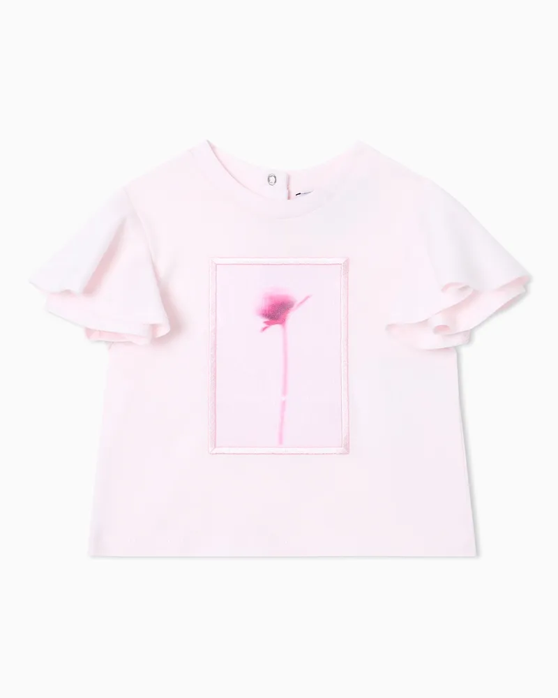 Emporio Armani T-Shirt aus Jersey mit Orchideen-Print Pink