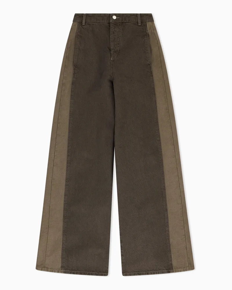 Emporio Armani Weite 5-Pocket-Jeans aus Bio-Baumwolle mit Kontrasteinsätzen Braun