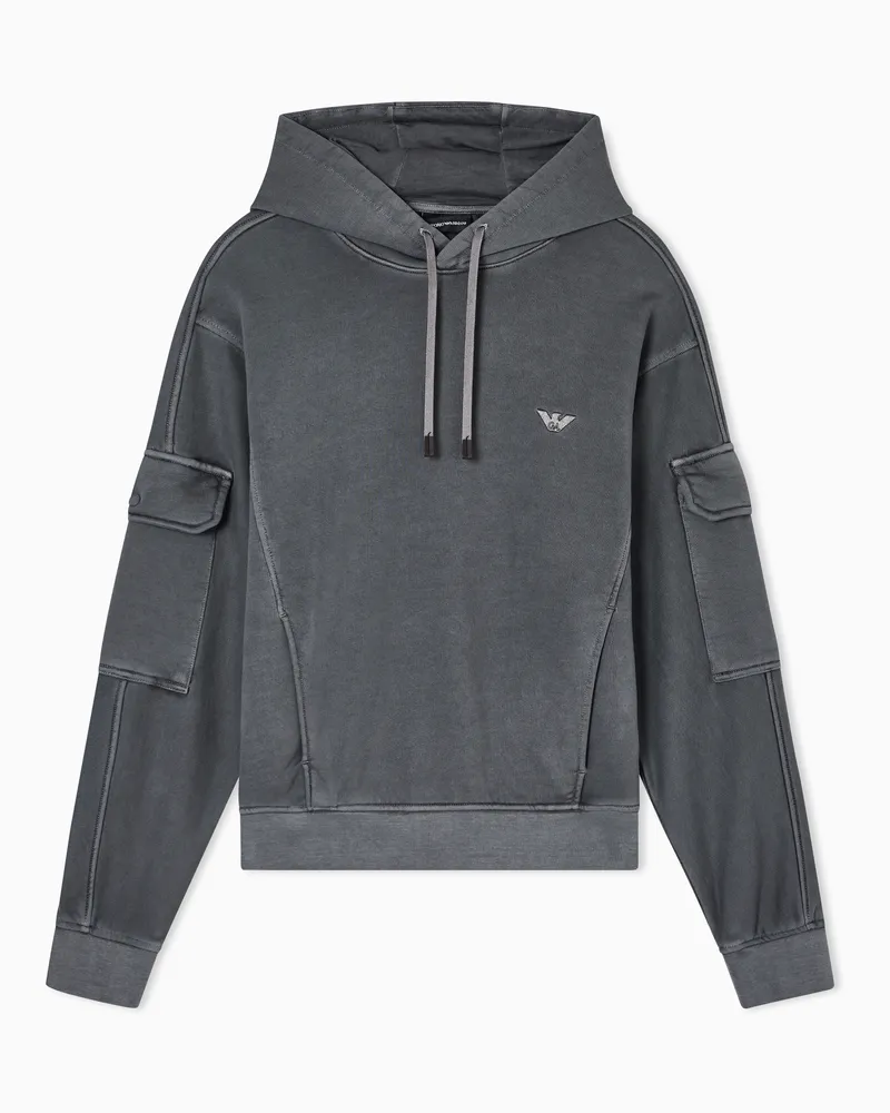Emporio Armani Oversize-Sweatshirt mit Kapuze, gefertigt aus French-Terry-Jersey Grau