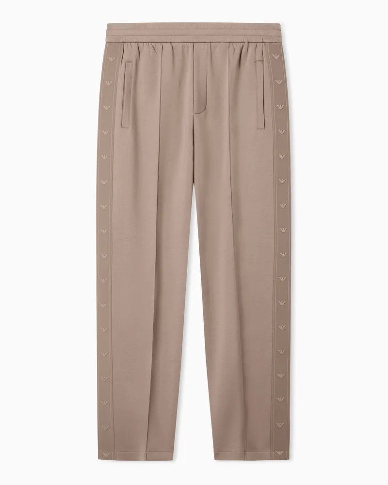 Emporio Armani Double jersey trousers with micro eagle band Grau