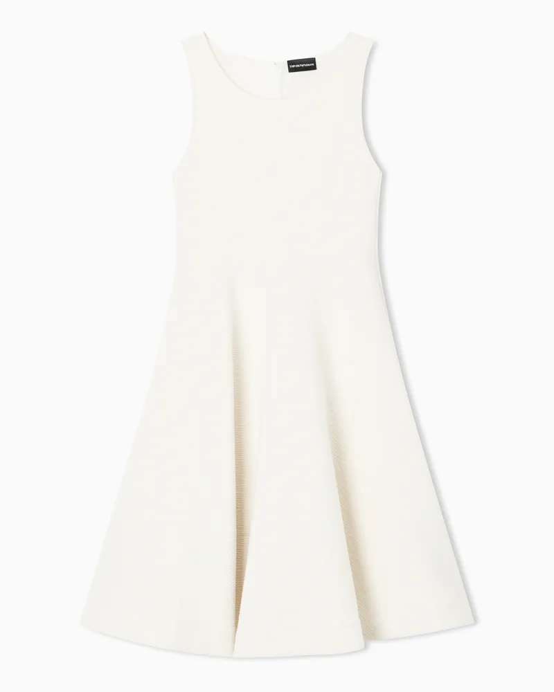 Emporio Armani Ausgestelltes Kleid aus geprägtem Jersey Weiß