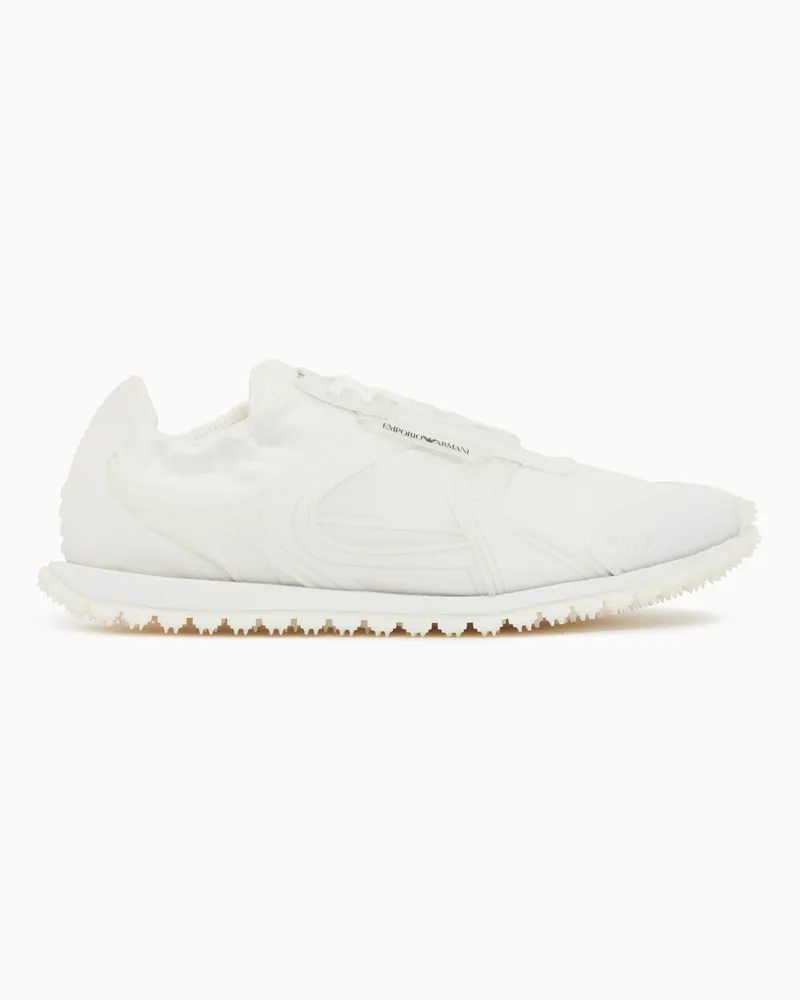 Emporio Armani Sneaker aus Ripstop und Mesh mit strukturierter Gummisohle Weiß
