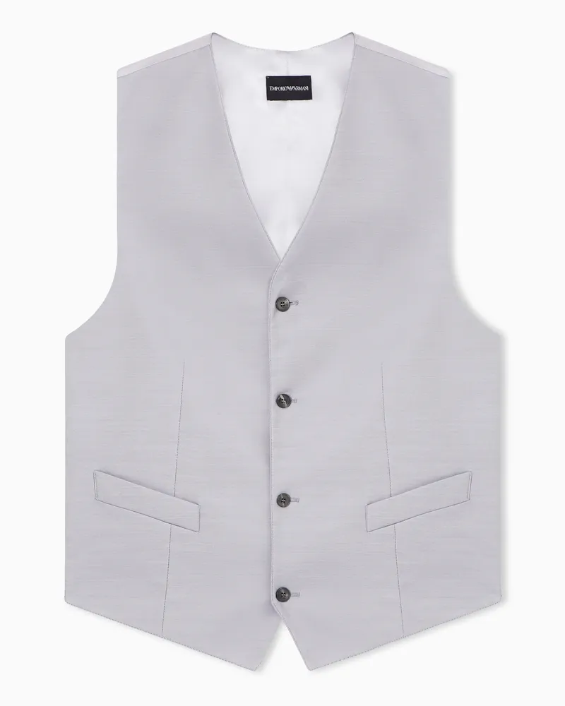 Emporio Armani Einreihige Weste aus Funktions-Wolle Grau