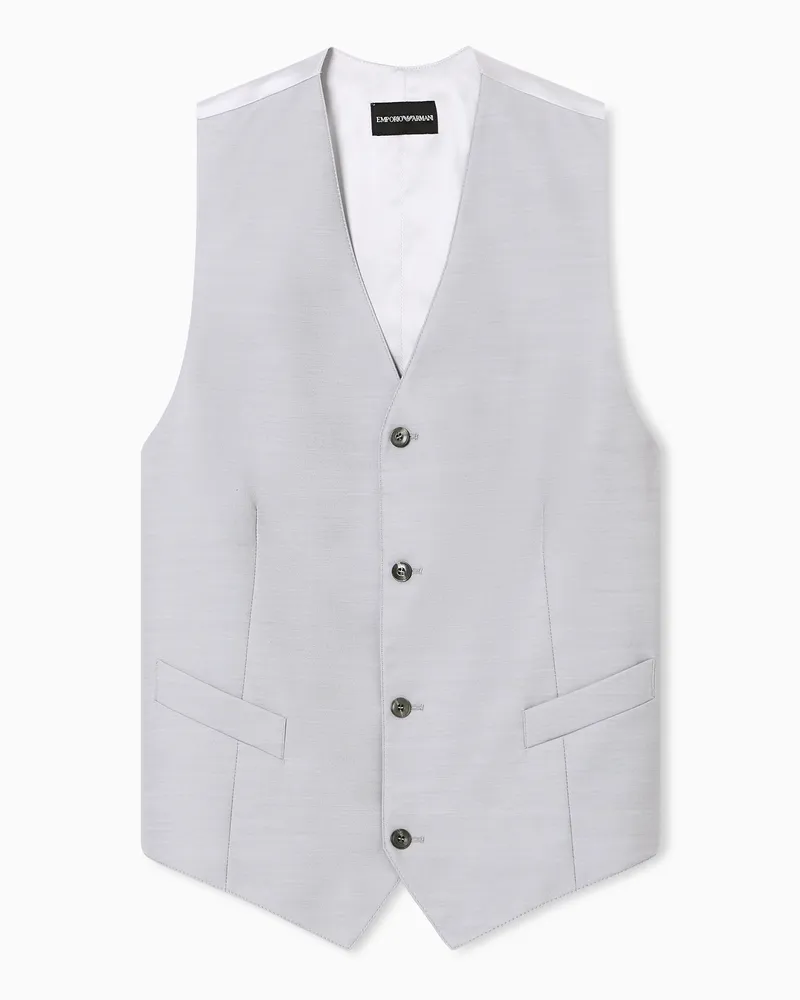 Emporio Armani Einreihige Weste aus Funktions-Wolle Grau