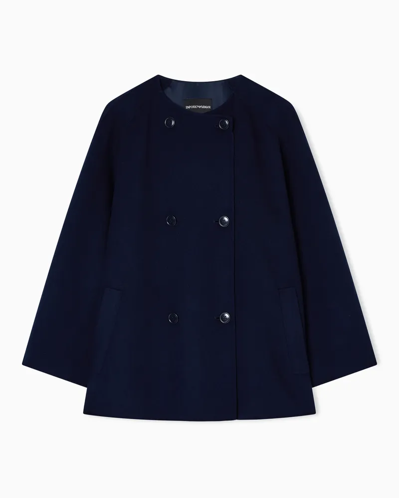 Emporio Armani Doppelreihiger Caban aus Wolle und Kaschmir Marineblau