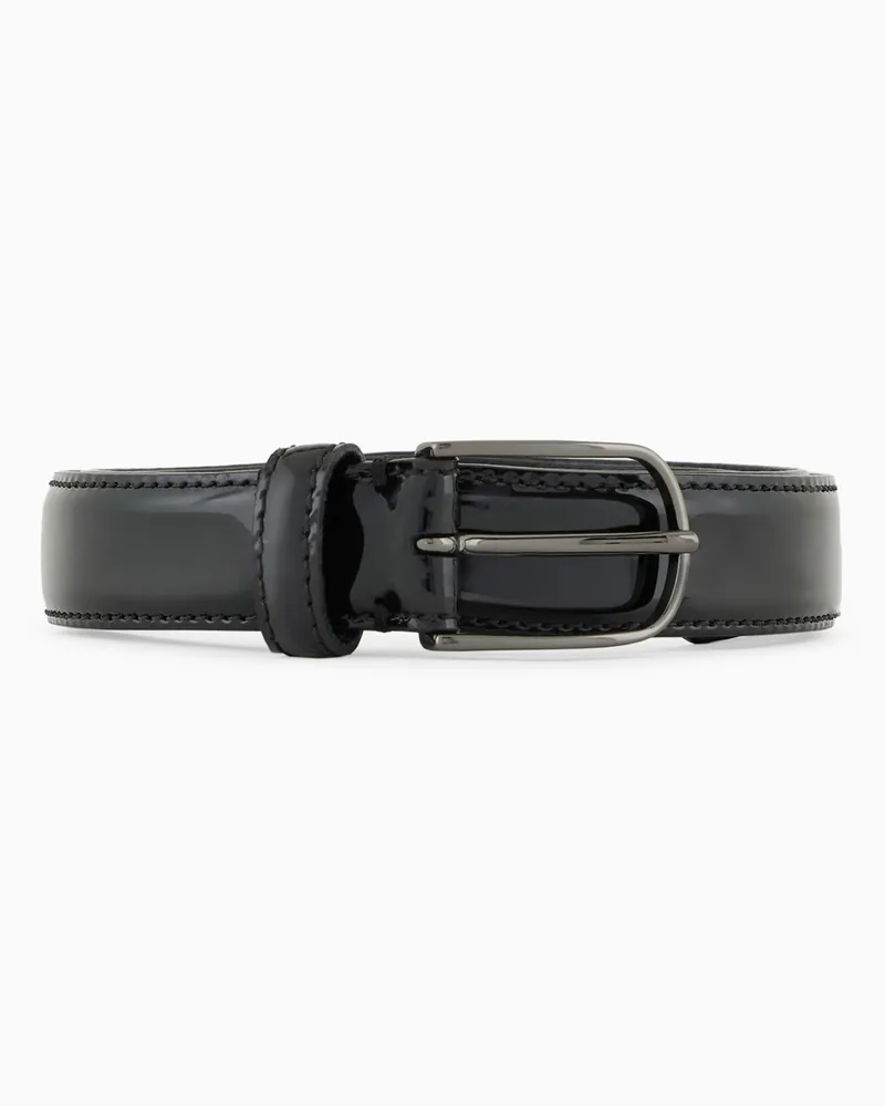 Emporio Armani Gürtel aus Lackleder Schwarz