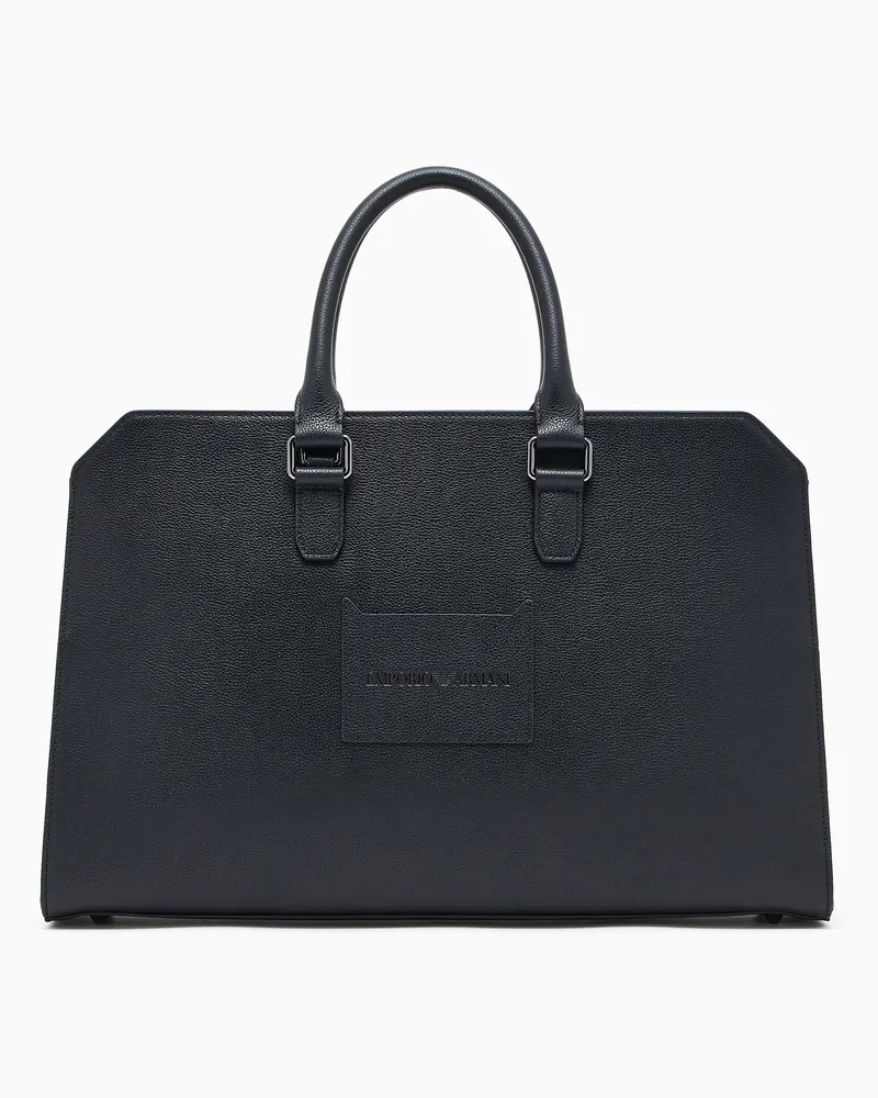 Emporio Armani Businesstasche aus getrommeltem Leder Schwarz