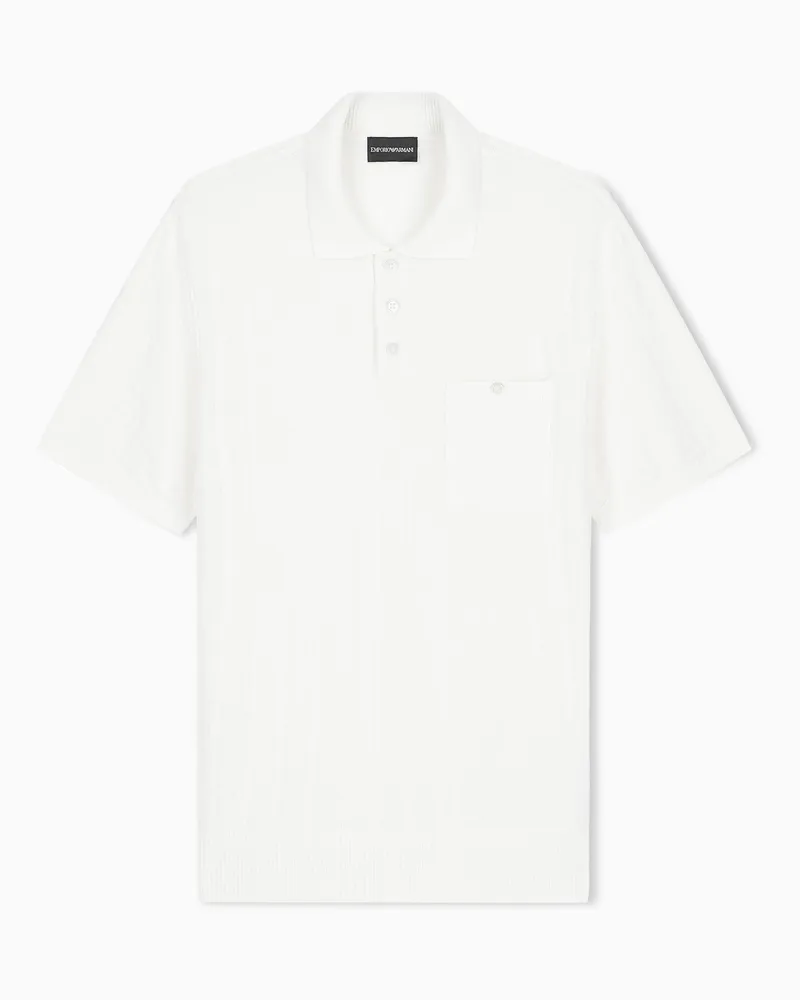 Emporio Armani Poloshirt aus Jacquardgewebe mit 3D-Reliefmuster Weiß