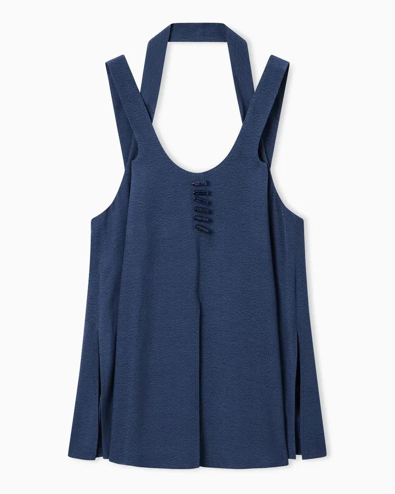 Emporio Armani Micro leopard jacquard top Blau