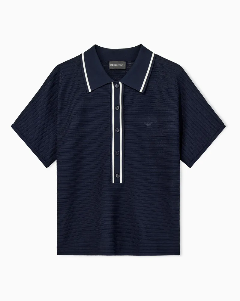 Emporio Armani Pullover regularer Schnitt aus Viskosemix mit Struktur Marineblau