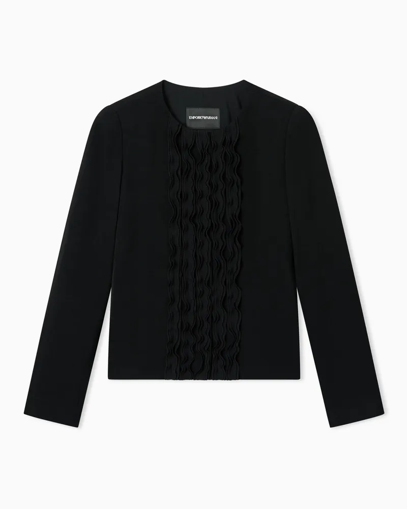 Emporio Armani Jacket in textured fabric with ruffles Schwarz
