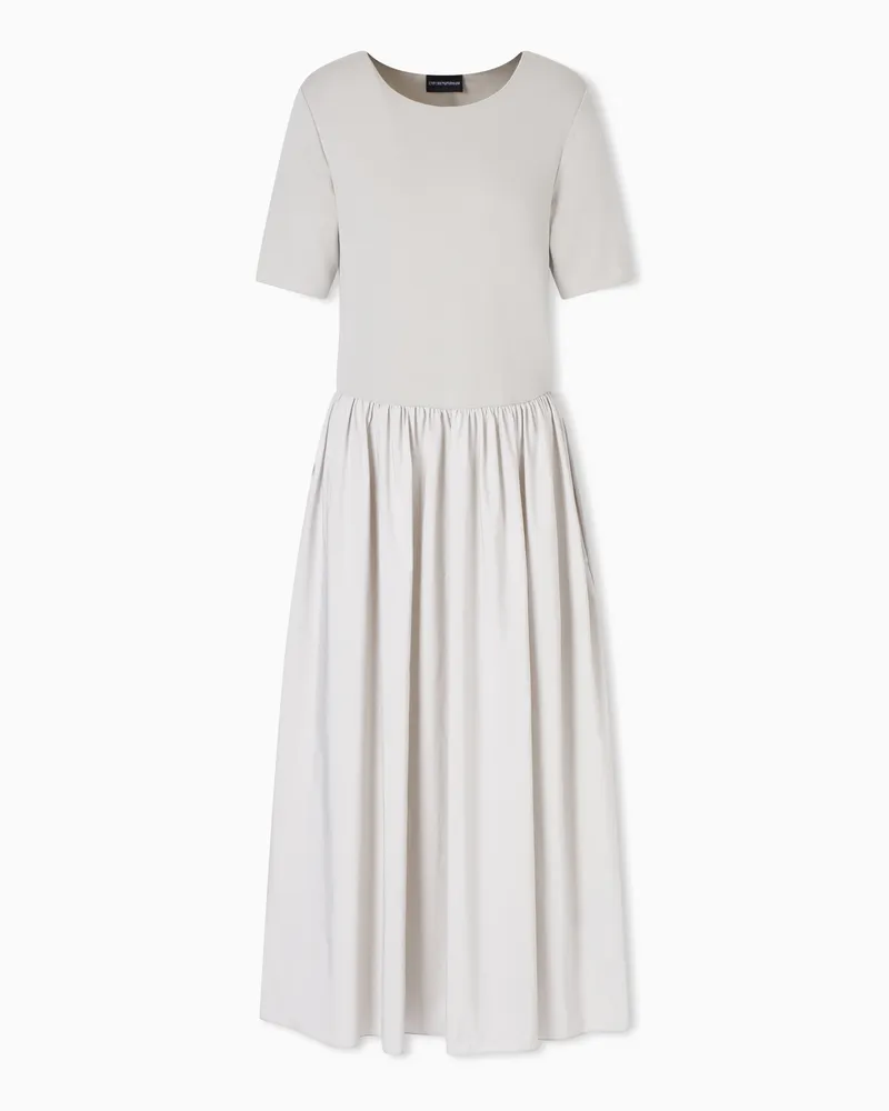 Emporio Armani Langes Kleid aus Interlock mit kurzen Ärmeln Grau