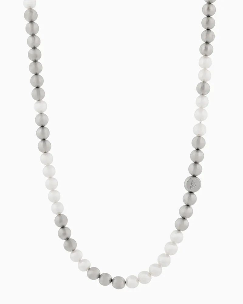 Emporio Armani Kette mit weißen Glasperlen Mehrfarbig
