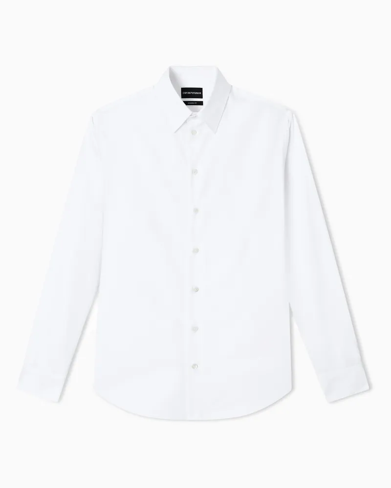 Emporio Armani Hemd aus strukturierter Baumwolle Weiß
