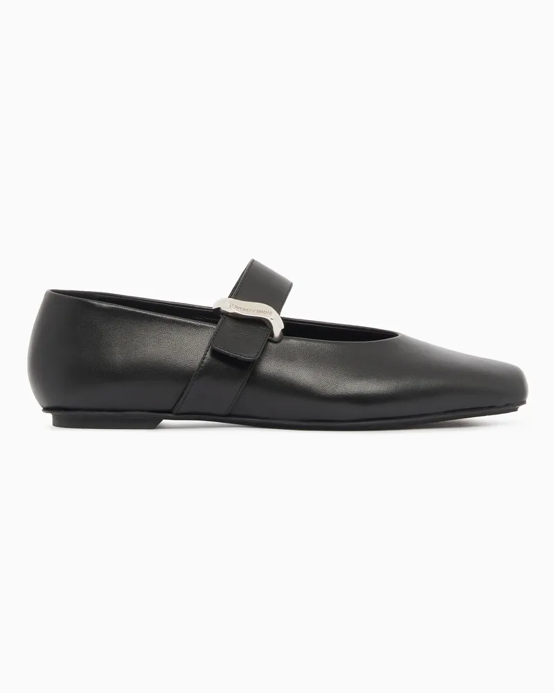 Emporio Armani Ballerinas aus Nappaleder Schwarz