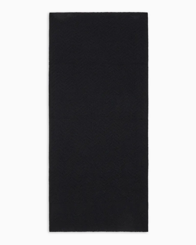 Emporio Armani Schal aus Wolle mit Chevron-Motiv Schwarz