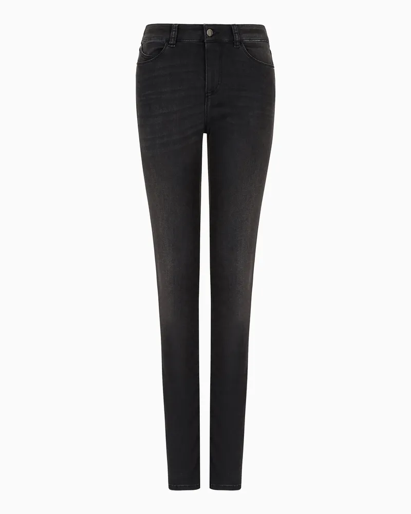 Emporio Armani Jeans J18 High Waist Skinny Leg aus Komfort-Denim mit Stone-Wash-Behandlung Schwarz