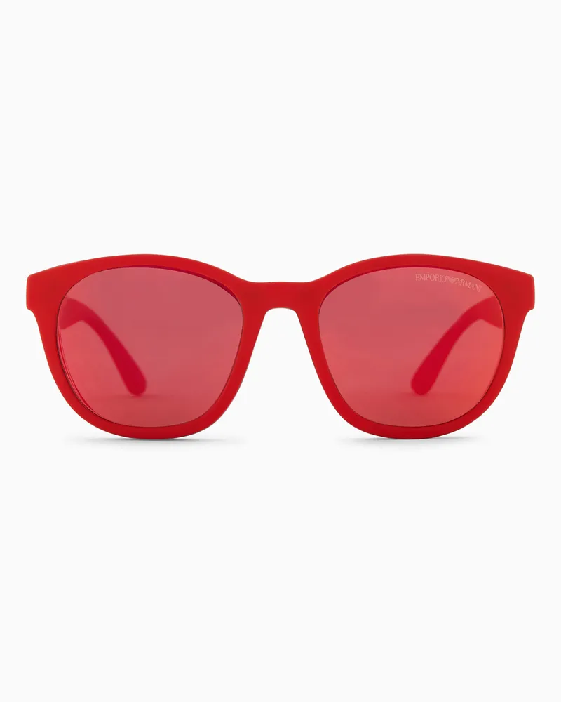 Emporio Armani Junior-Sonnenbrille im Panto-Design mit austauschbaren Wechselgläsern Schwarz