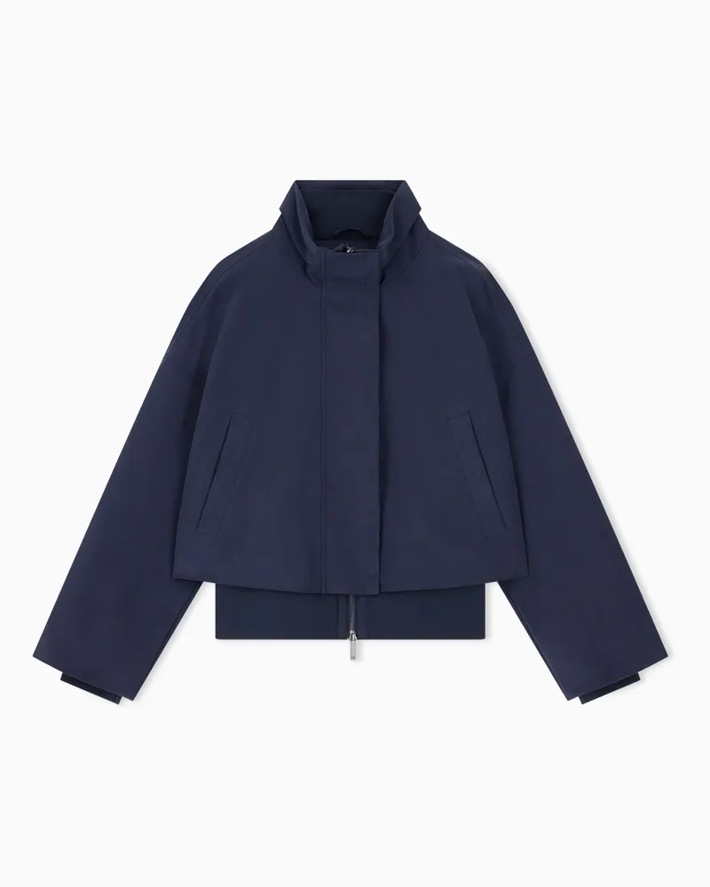 Emporio Armani Gefütterter Blouson aus gebürsteter Techno-Baumwolle Marineblau