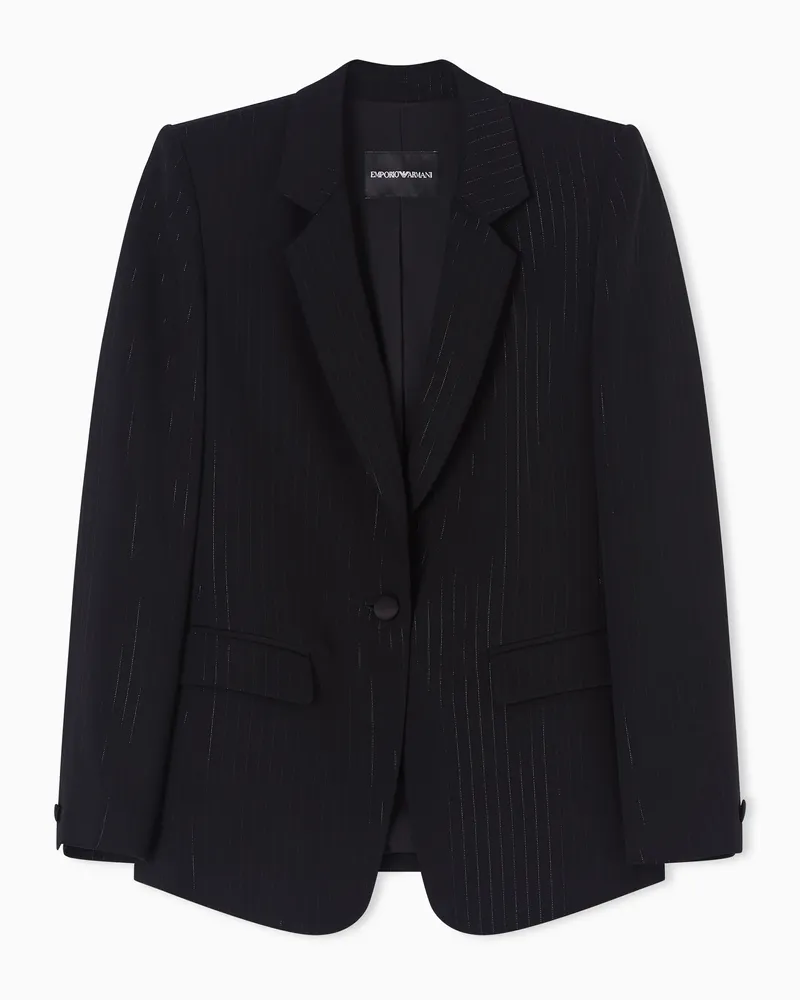 Emporio Armani Einreihiges Sakko mit Nadelstreifen-Muster aus Lurex Schwarz