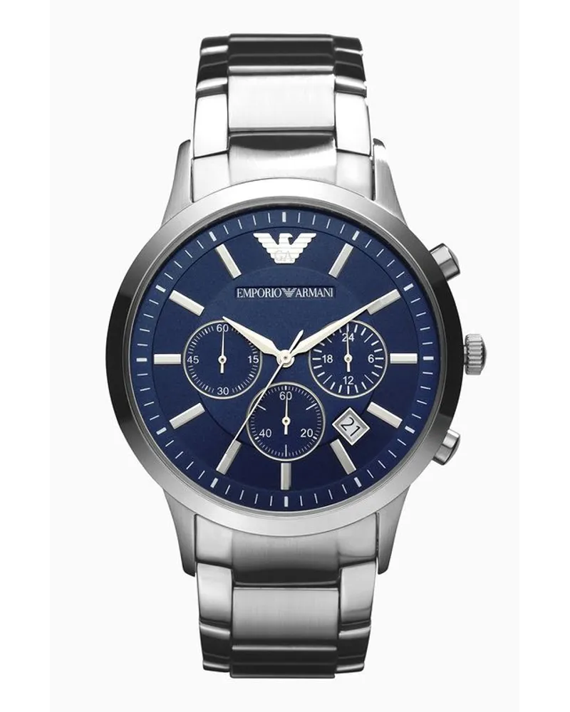 Emporio Armani Herren-zweizeigeruhr mit Edelstahlarmband Silber