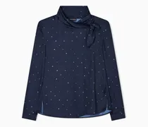 Bluse mit Schalkragen, gefertigt aus Satin mit Punkte-Print