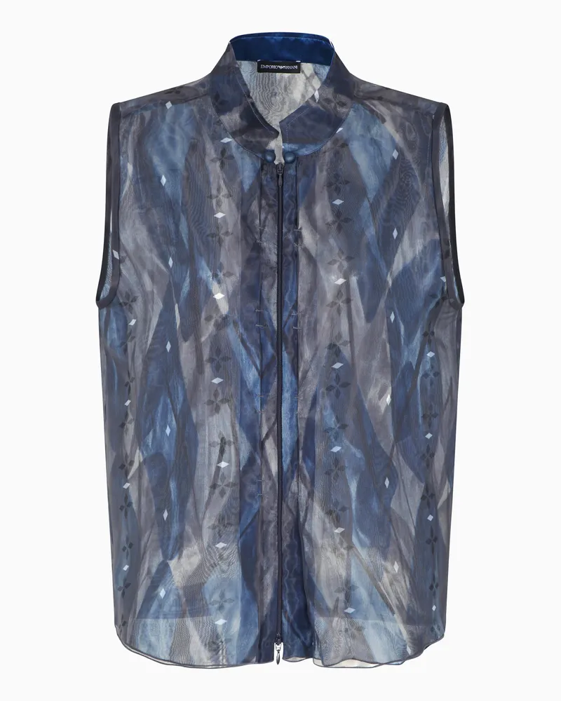 Emporio Armani Ärmelloses „Jeu de Cartes“-Top aus Funktions-Organza Gemustert