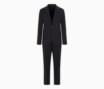 Einreihiger Anzug in Slim Fit aus natürlichem Stretch-Wollfresko mit Tropenmuster