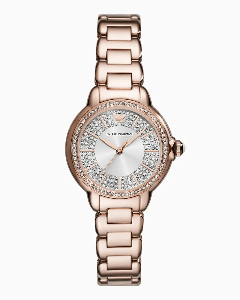 Emporio Armani Dreizeigeruhr mit Armband aus roségoldfarbenem Edelstahl Mehrfarbig