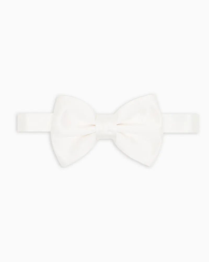 Emporio Armani Gebundene Fliege aus reiner Seide mit Mikrostruktur Weiß