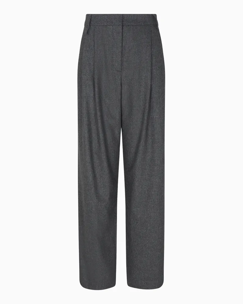 Emporio Armani Icon Hose mit Abnähern, gefertigt aus Woll-Flanell Grau