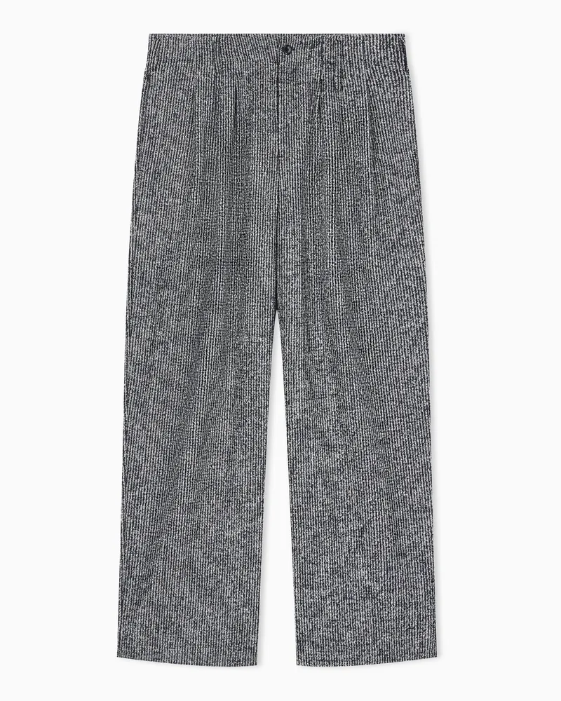 Emporio Armani Gemusterte Bundfaltenhose aus Wollmischung mit hohem Bund Grau