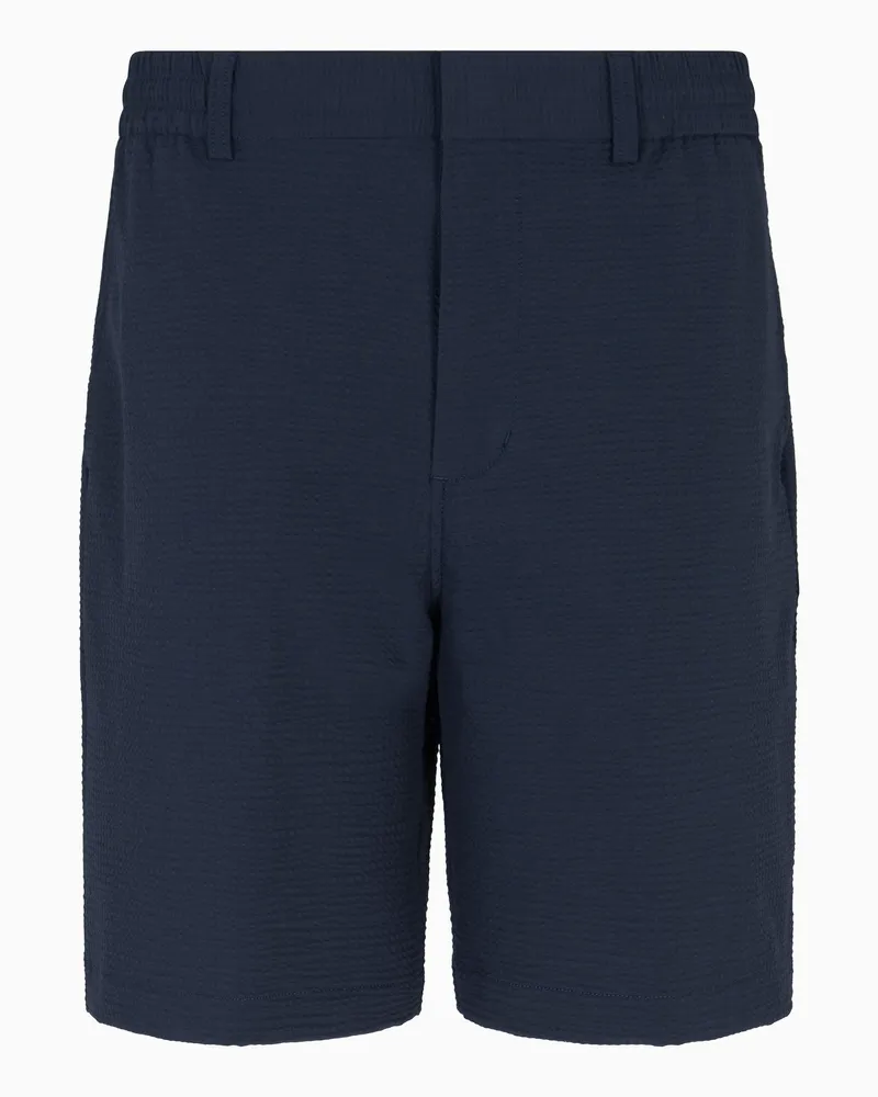 Emporio Armani Chino-Bermudashorts aus Nylon-Seersucker Marineblau