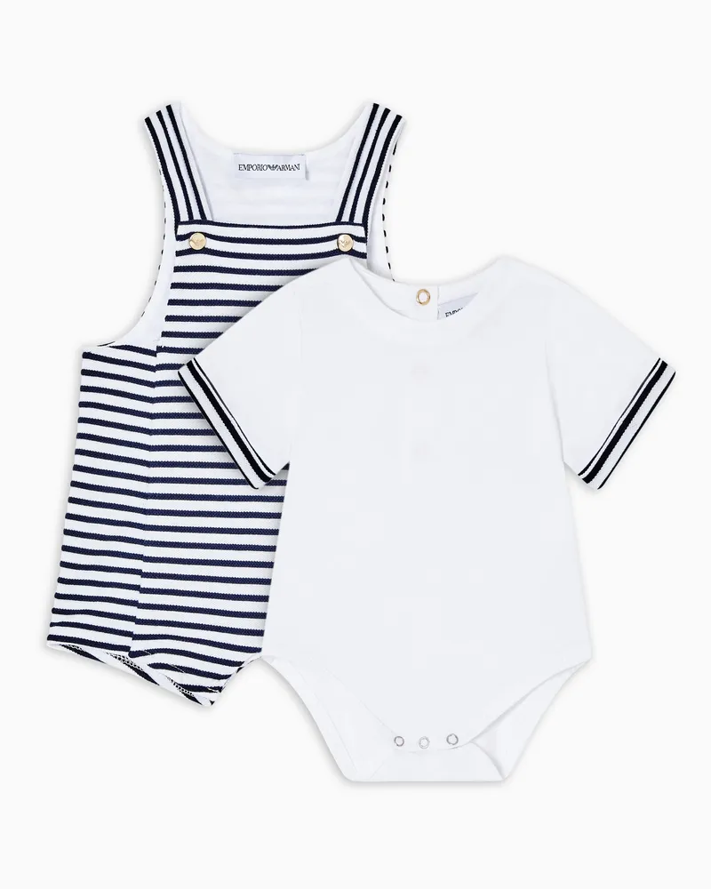 Emporio Armani Set aus Jumpsuit und Body mit Streifen aus Jersey-Pikee Gestreift