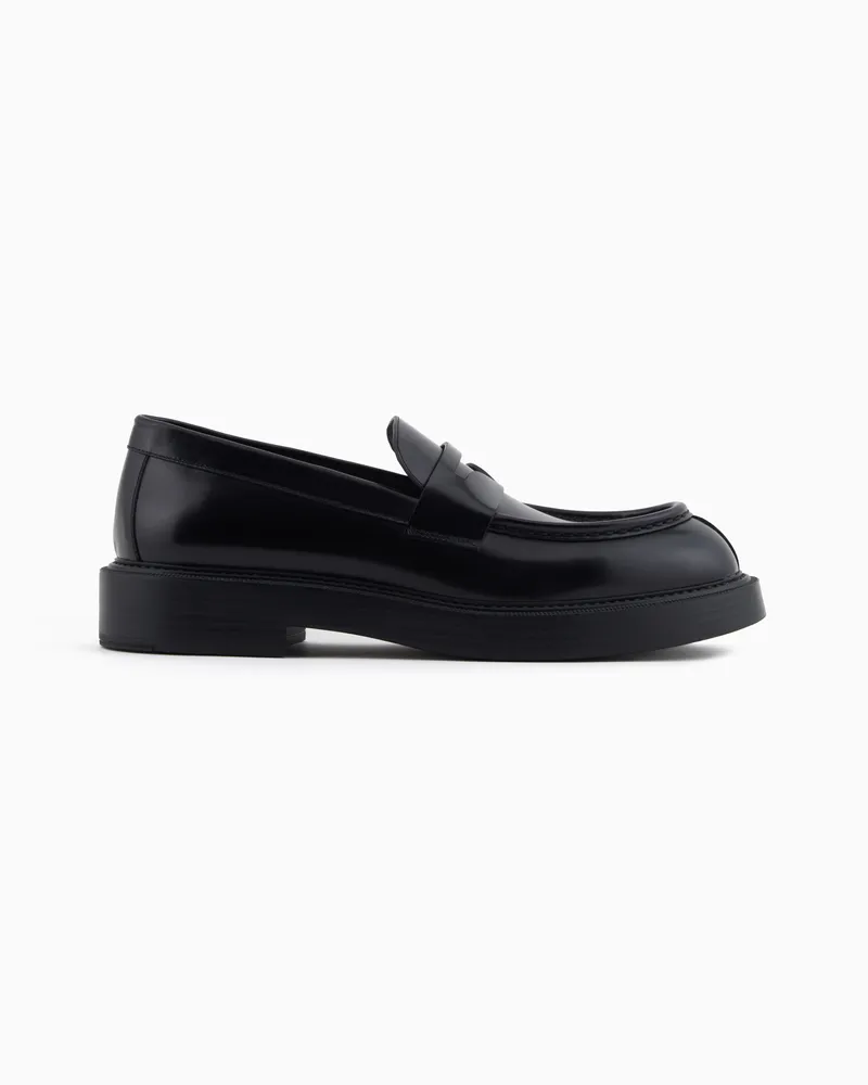 Emporio Armani Mokassins aus gebürstetem Leder Schwarz