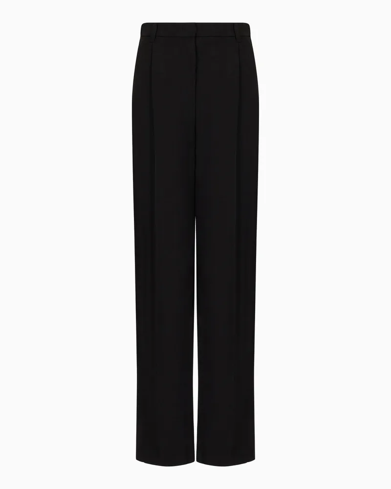 Emporio Armani Hose mit Bundfalten aus Grain-de-Poudre-Wolle Schwarz
