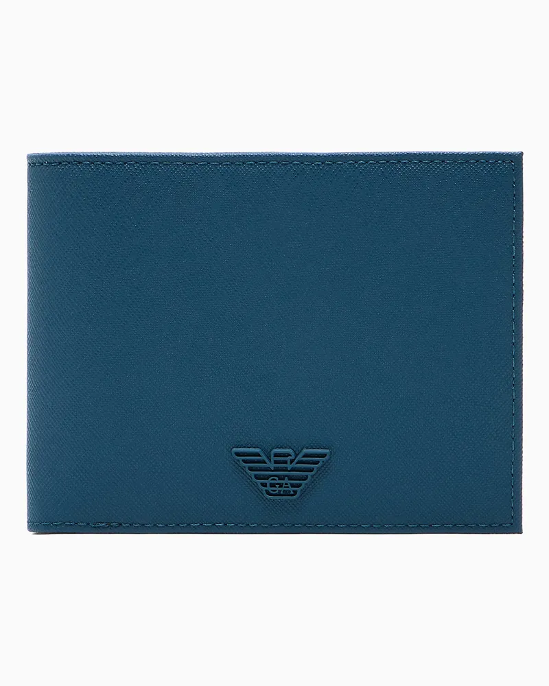 Emporio Armani ASV Portemonnaie aus regeneriertem Saffianleder Blau