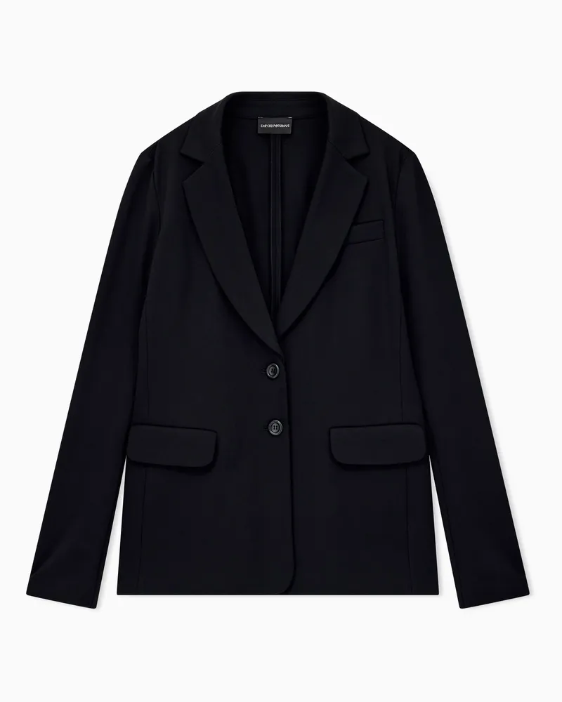 Emporio Armani Blazer Travel Essential aus Viskosejersey mit Reverskragen Schwarz