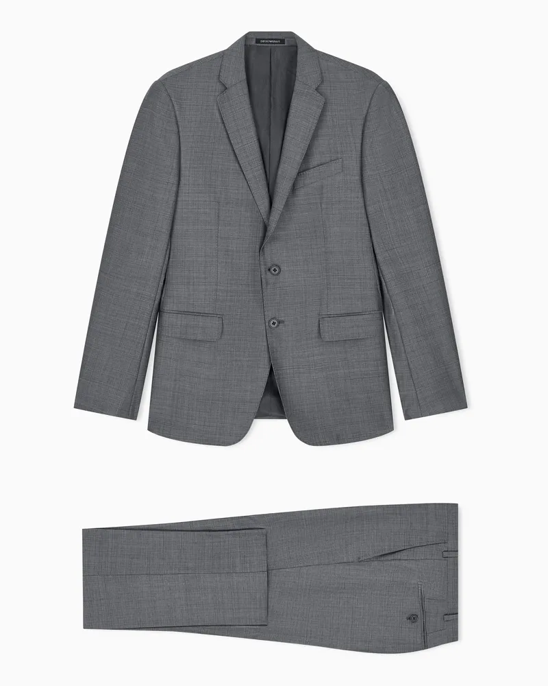Emporio Armani Gefütterter Anzug aus Super 130's Schurwolle Grau
