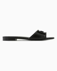 Emporio Armani Sandalen mit Ea-logo aus Nappaleder Schwarz