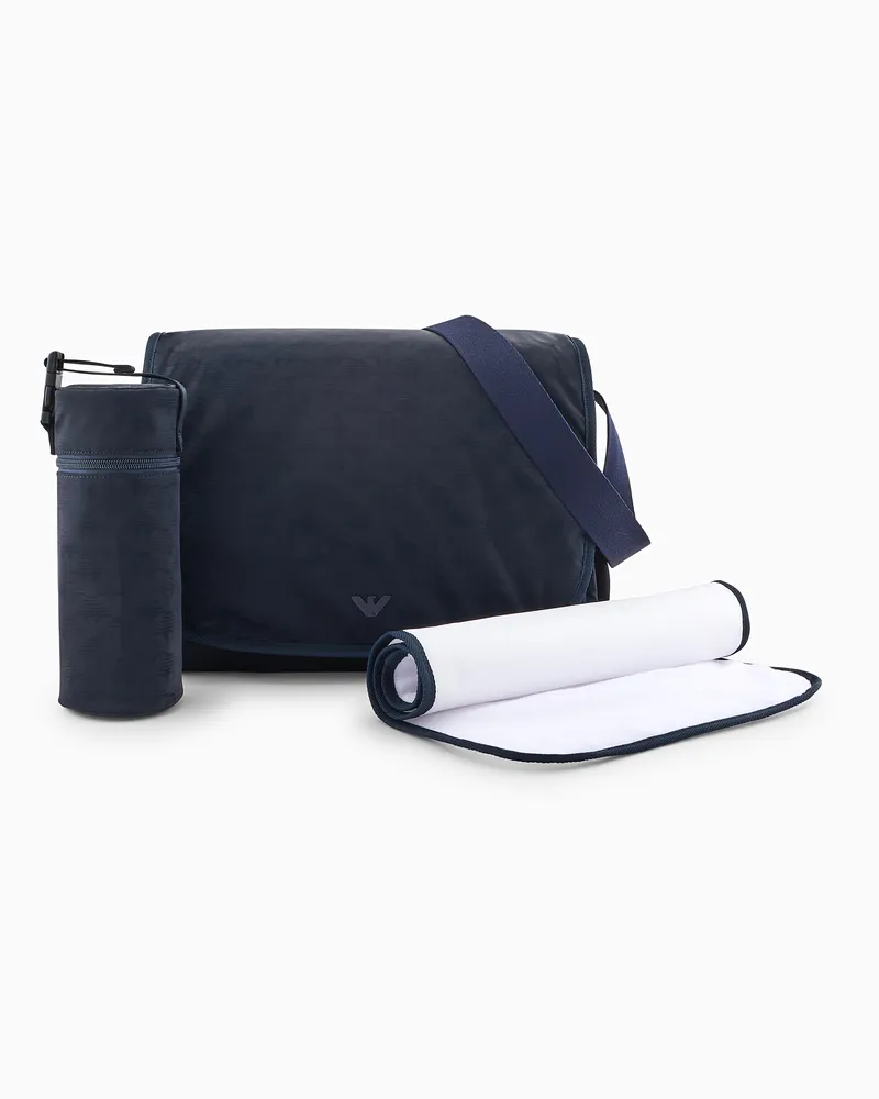 Emporio Armani Set Mummy Bag mit Adler-Logo als Allover-Print Blau