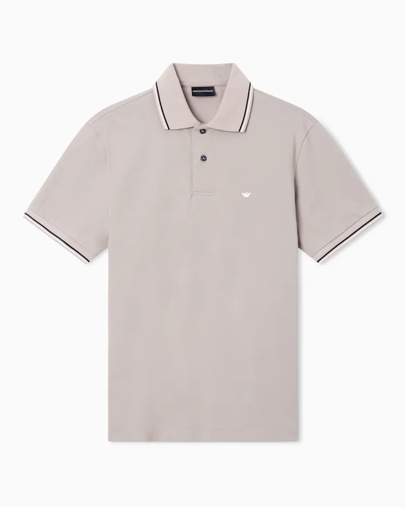 Emporio Armani Poloshirt Slim Fit aus Pikee mit Stretchanteil und Mikro-Adler Grau
