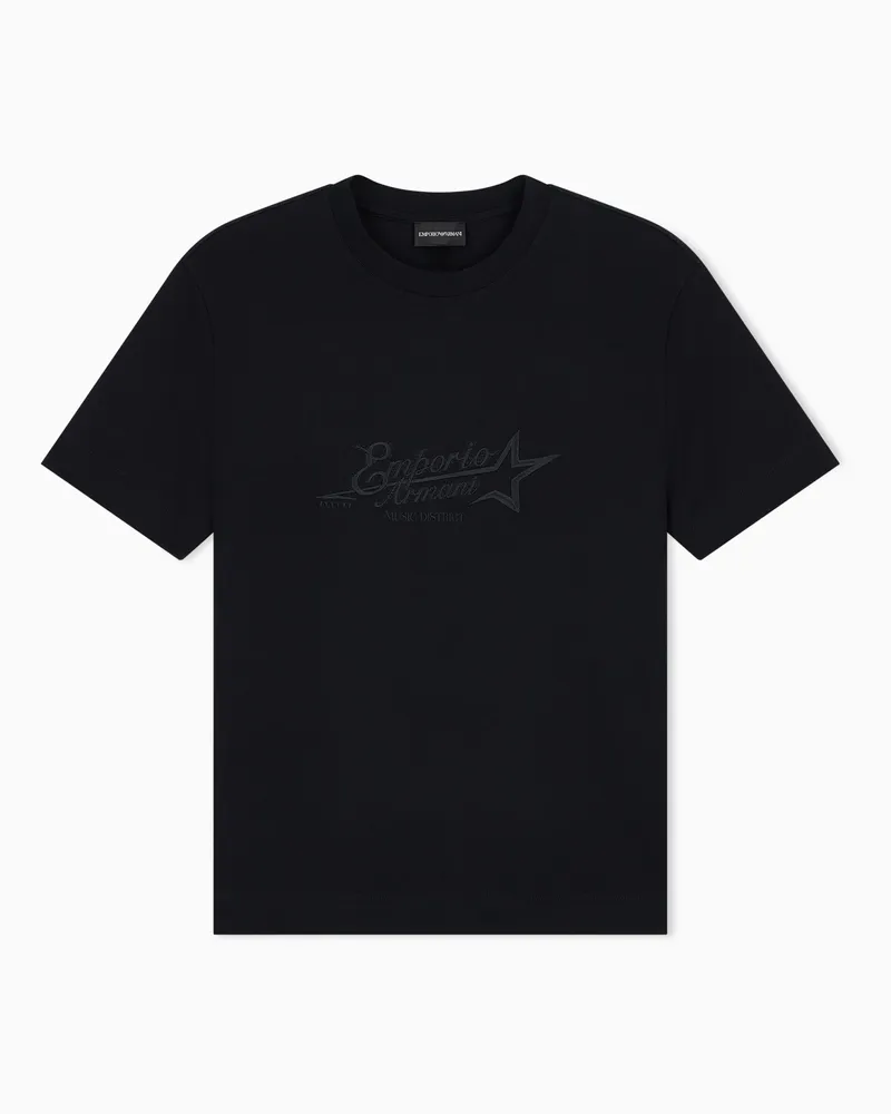 Emporio Armani T-Shirt Regular Fit aus schwerem Baumwolljersey Schwarz