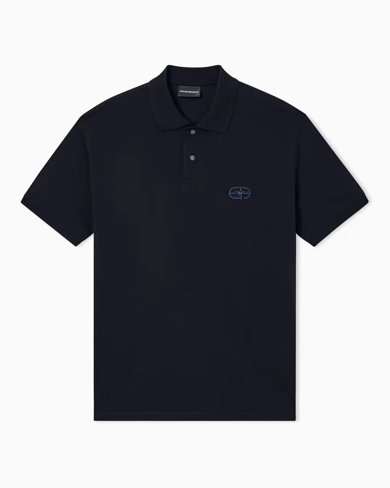 Emporio Armani Poloshirt aus Jersey mit EA-Logostickerei in Relief-Optik Marineblau
