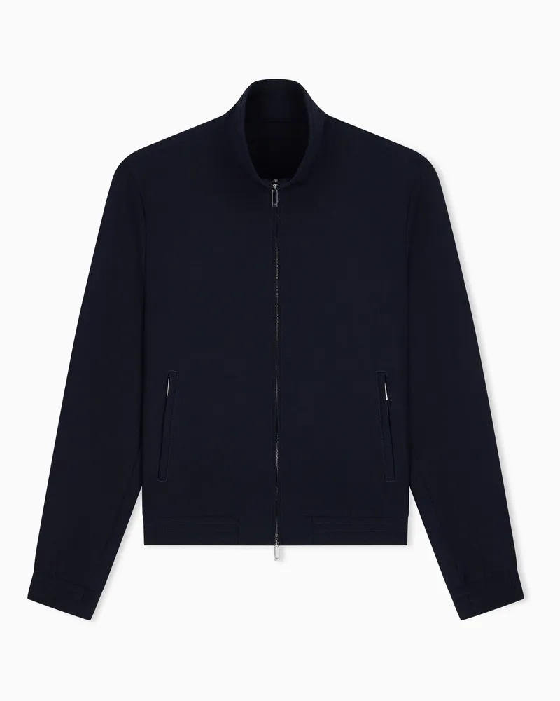 Emporio Armani Blousonjacke aus 3D-Crêpe-Jersey mit Reißverschluss Blau