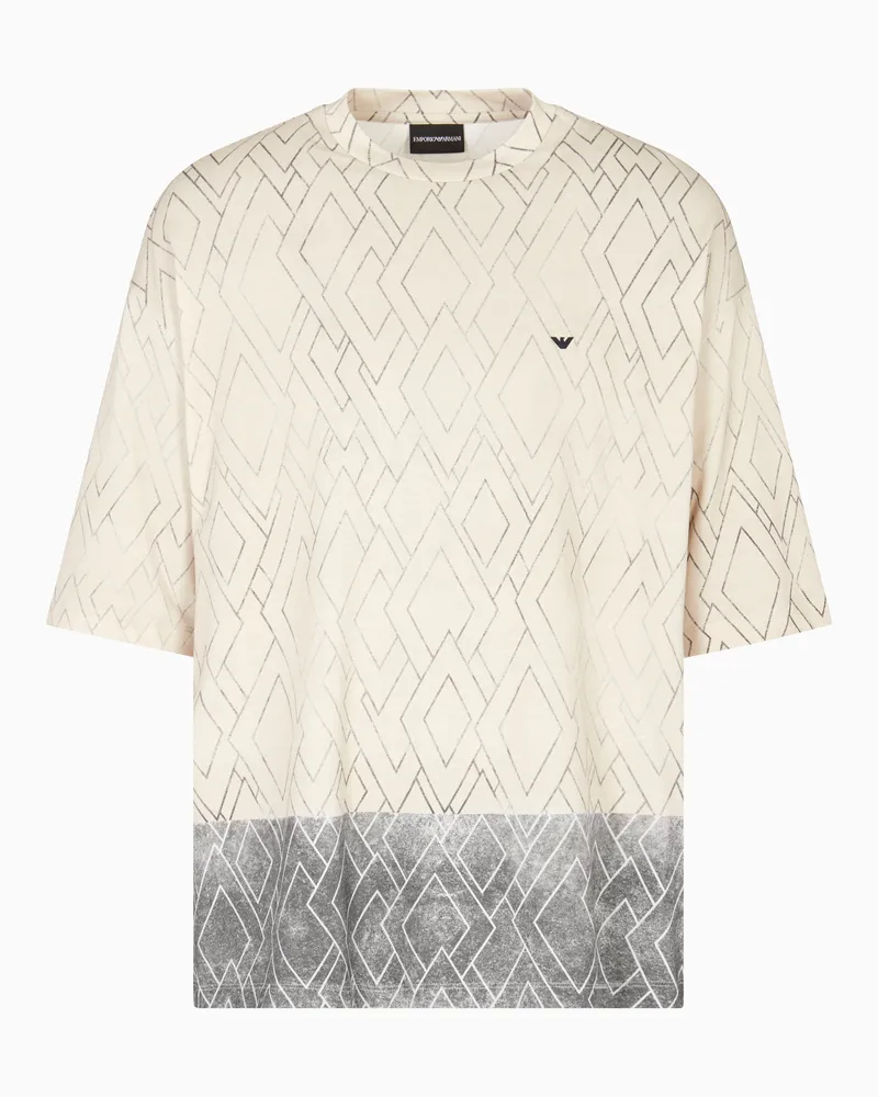Emporio Armani ASV T-Shirt aus Jersey mit Allover-Rauten-Print Blau