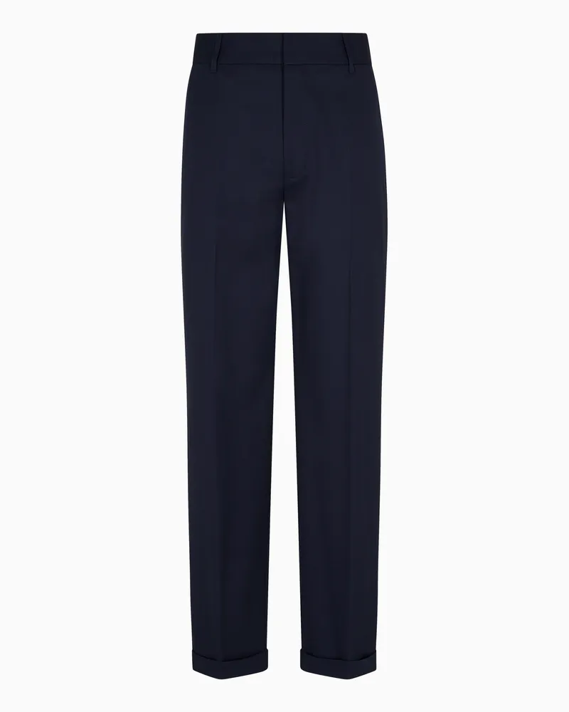 Emporio Armani Hose aus superfeinem Schurwoll-Twill Marineblau