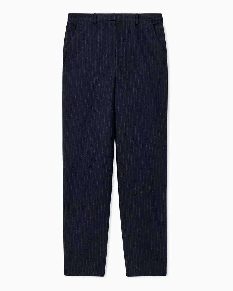 Emporio Armani Schmale Hose Trouser Show aus Wollmischung mit Nadelstreifen Blau