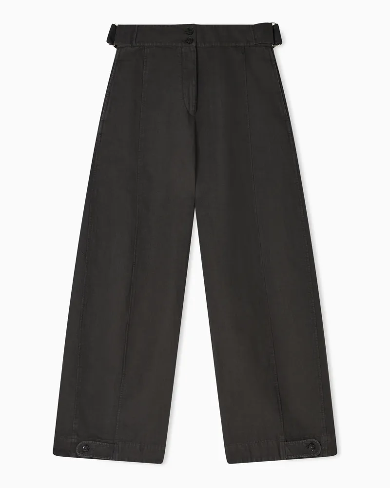 Emporio Armani Stückgefärbte Hose aus einer Leinenmischung mit ovalem Bein Braun