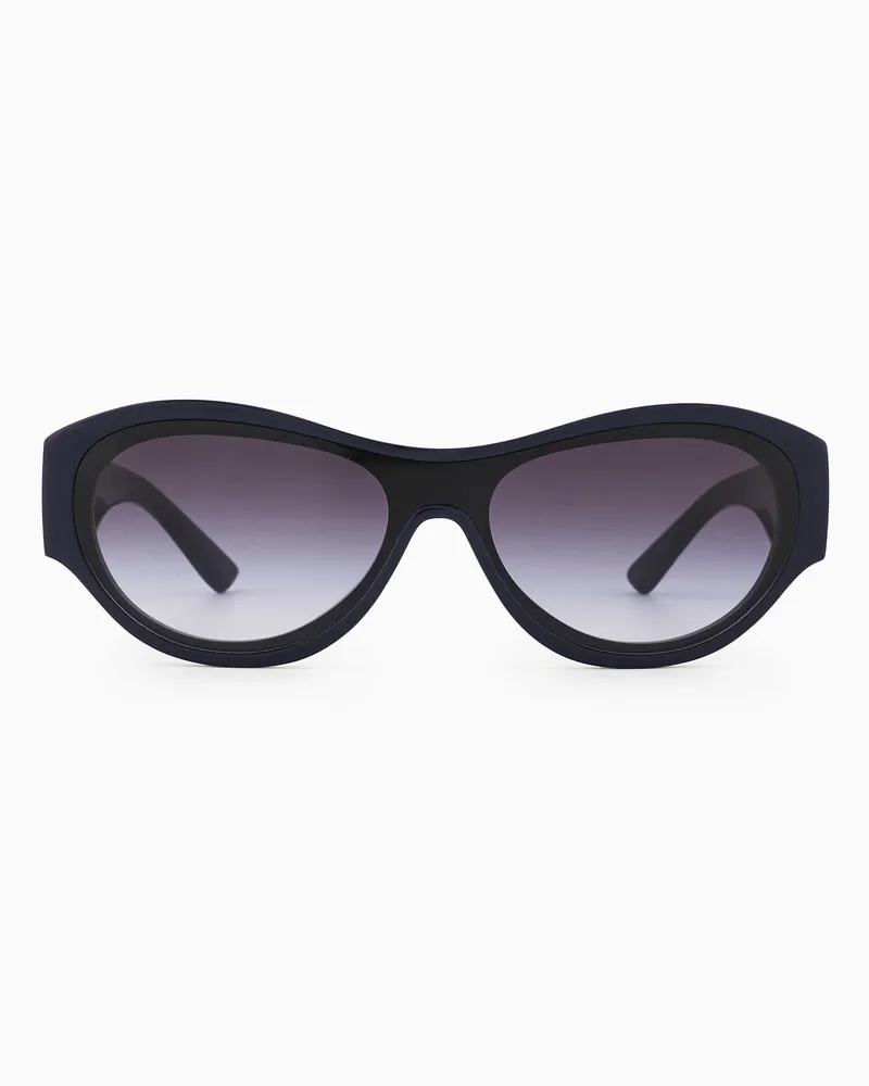 Emporio Armani Sonnenbrille mit unregelmäßig geformter Fassung für Damen Blau